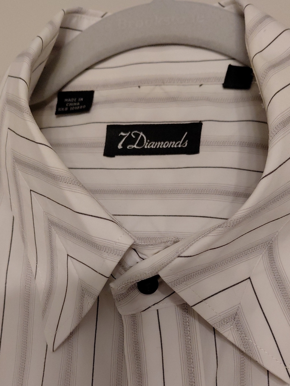 7 Diamonds White Dress Shirt with Black Pinstripes